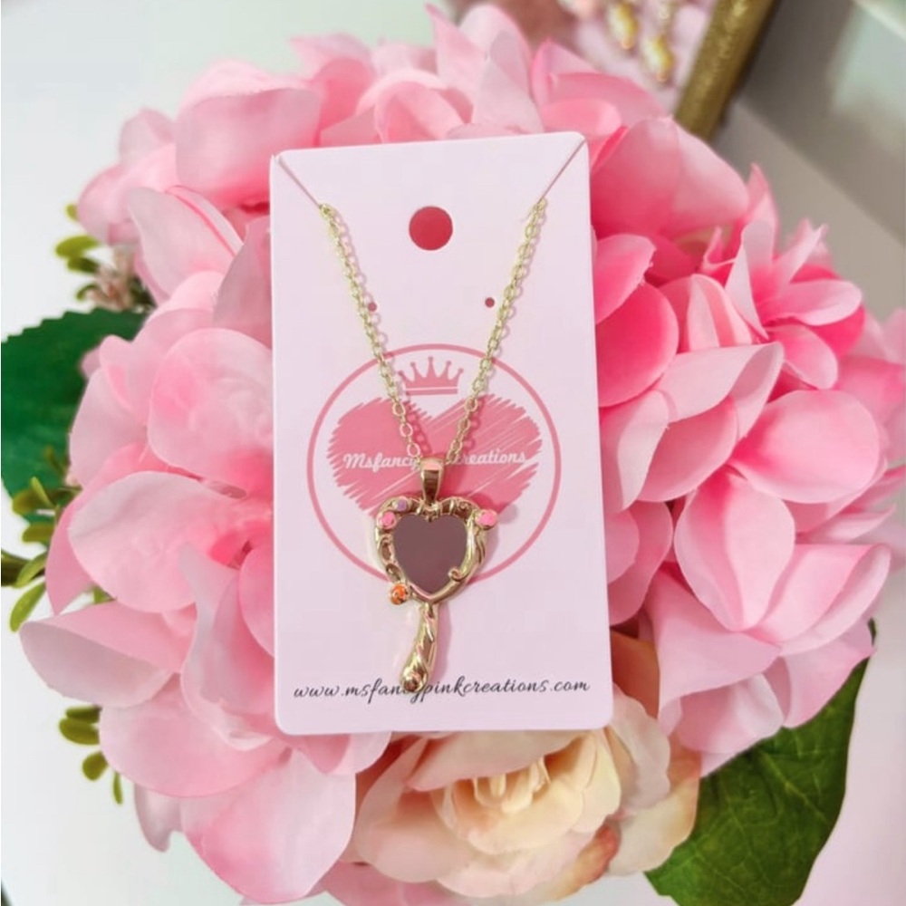 Gold Plated Coquette Mirror necklace